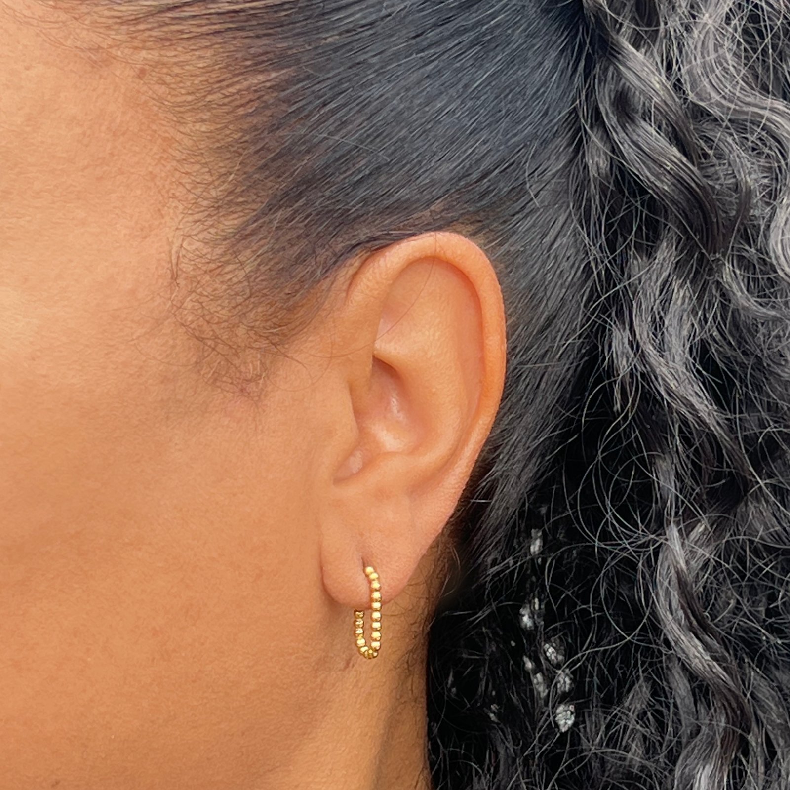 Gold large double oval link earrings 2